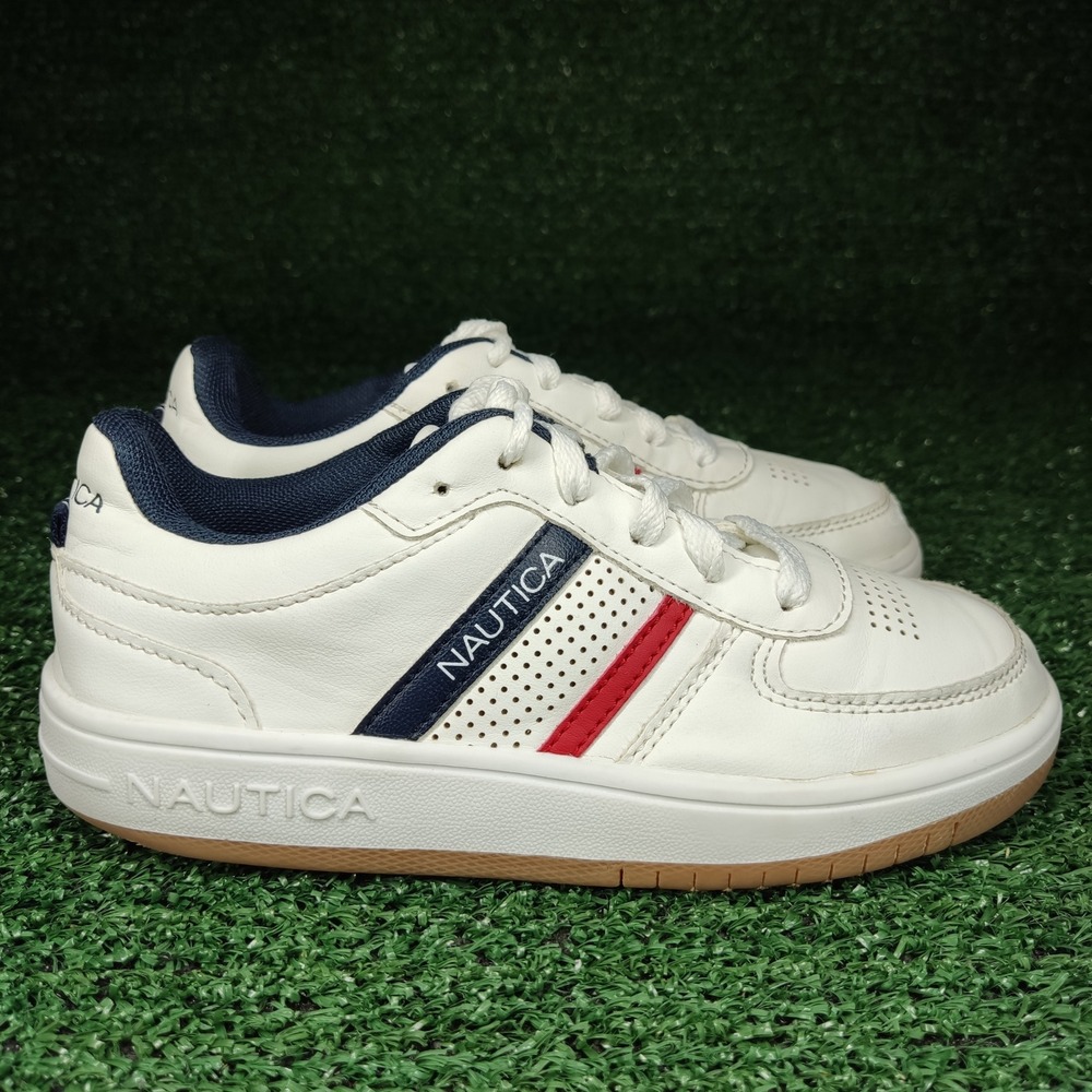 Nautica Sneakers Youth Size 13 White Ryerson Youth Low Top Striped Lace Up Scuff